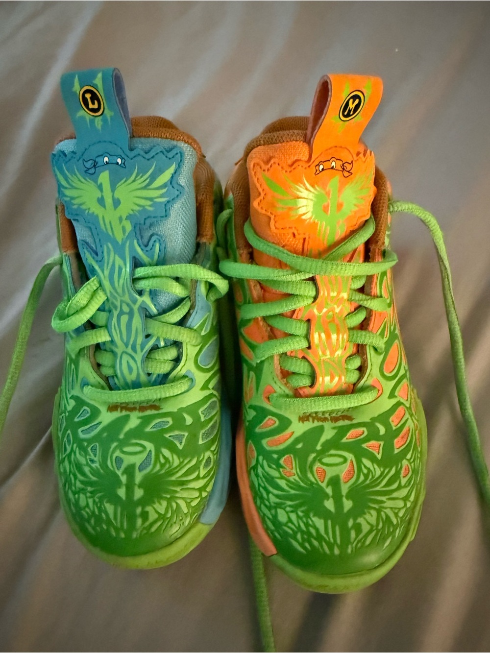 Puma Kids Neon Green Multi-Color Mismatched Sneakers